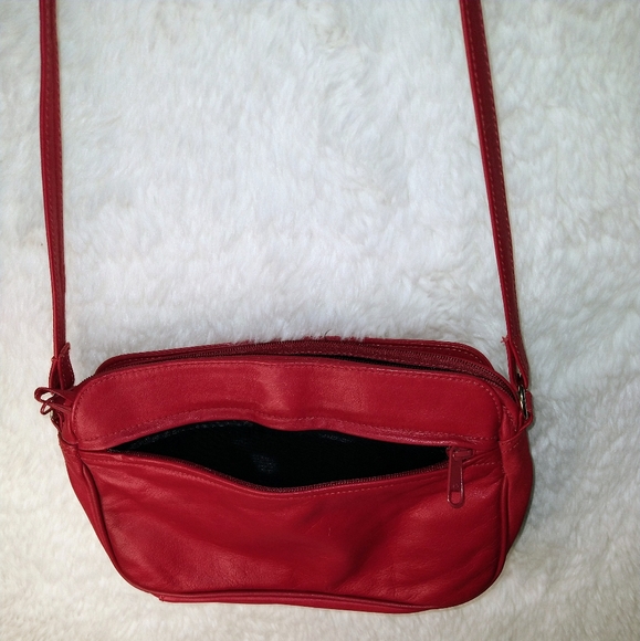 Samantha Scott Red Small Leather Crossbody Shoulder Purse Pocketbook - Picture 9 of 11